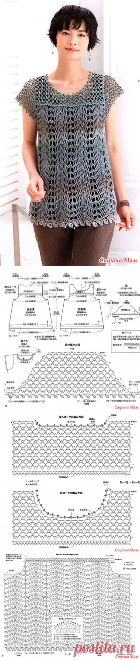 Розово-серая ажурная туника двумя узорами. - Все в ажуре... (вязание крючком) - Страна Мам