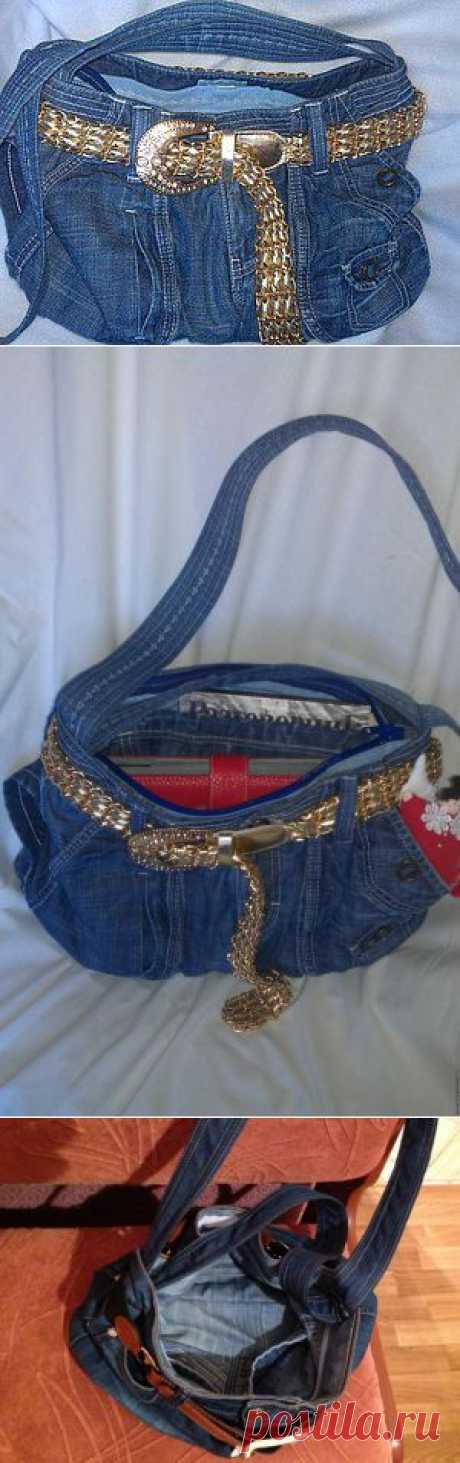 Модная сумка из старых джинсов - Ярмарка Мастеров - ручная работа, handmade