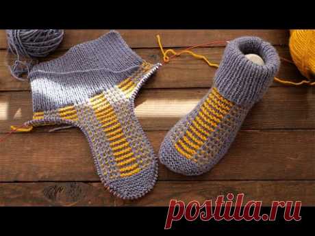Следки в норвежском стиле спицами 🇸🇯 Norwegian knitted slippers