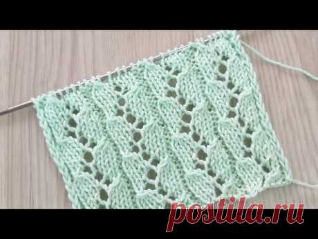 Openwork knitting pattern. Красивый ажурный узор спицами. Вязание онлайн.