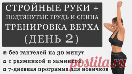 Тренировка для рук, груди и спины без гантелей на 30 минут. День 2 (Программа для...) - поиск Яндекса по видео