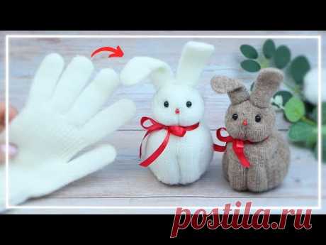 Новая идея из перчатки! 🧤 Как сделать милого Зайчика 🐇 Весенние поделки 💛 Cute Bunny making DIY