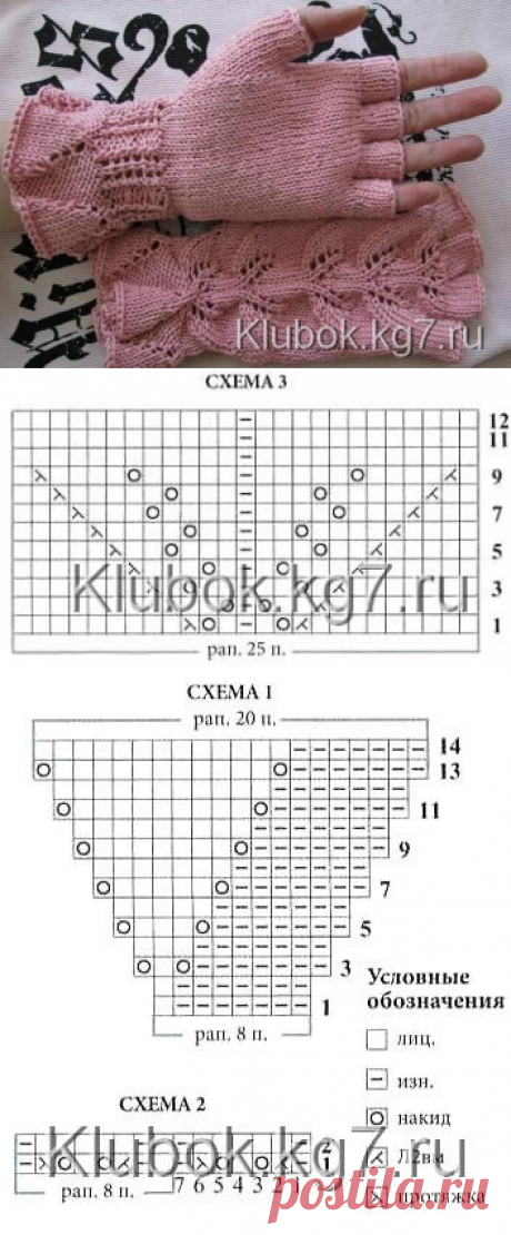 Ажурные митенки с пышными манжетами | Клубок