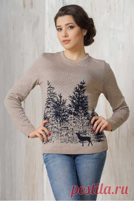 « Бежевый женский свитер с изображением оленя » — карточка пользователя ludm.medwed2018 в Яндекс.Коллекциях