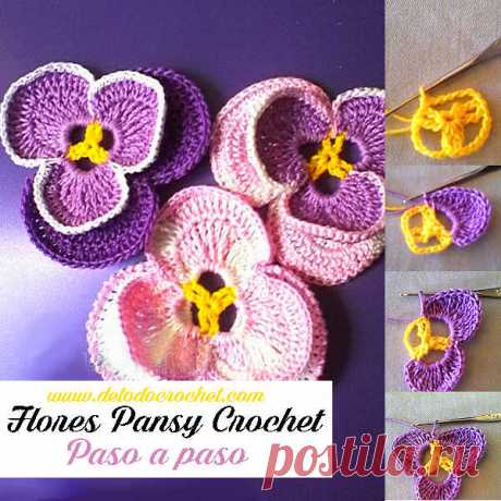 Cómo Tejer Flores Pansy Paso a paso / Crochet | Todo crochet