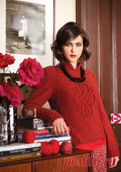 Вязание джемпера Slant Cable, модель 2, Vogue winter 2012 – 2013