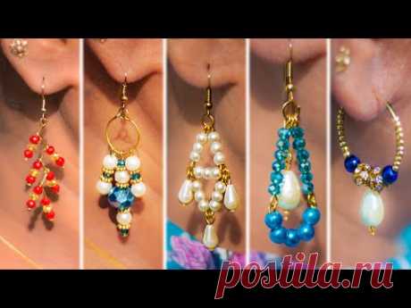 5 easy Pearl & Crystal Earring Design | DIY | 5 min Craft | Hand made jewelry | Art with Creativity