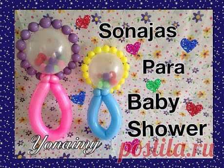 ▶ SONAJA CON GLOBOS PARA BABY SHOWER.- BABY RATTLE BALLOON . - YouTube