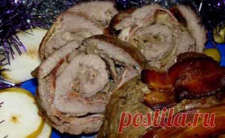 Рулет из телятины "Праздничный" (с грибами и грудинкой) - Мясные блюда