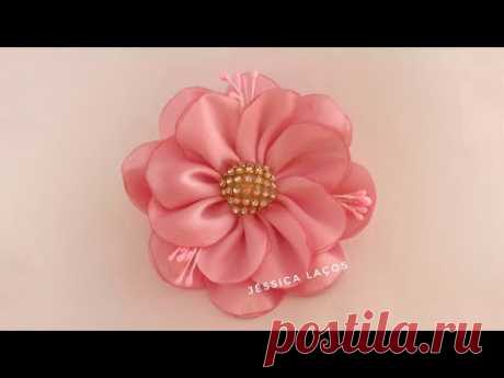 DIY PAP Flor de cetim facil/satin flower/Easy satin flower