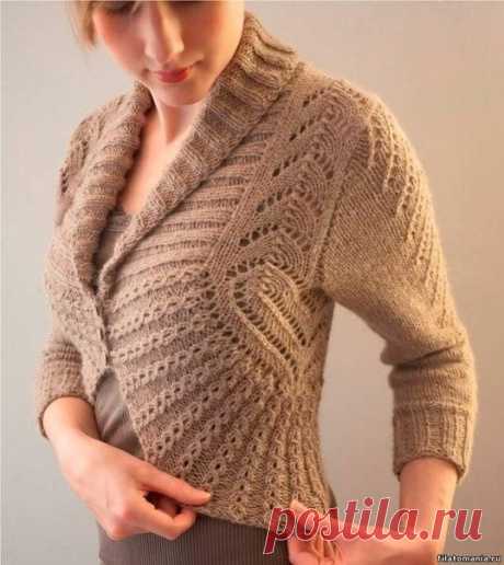 Болеро с закругленными полочками вязаное спицами. Bolero with rounded shelves knitting. | Домоводство для всей семьи