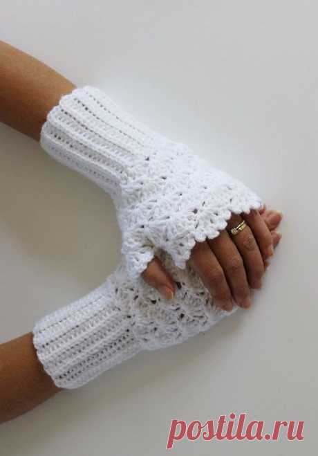 White crochet Fingerles Gloves-Christmas Gift