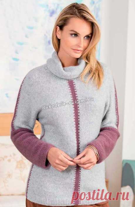 Женский пуловер в пепельно-розовых тонах
