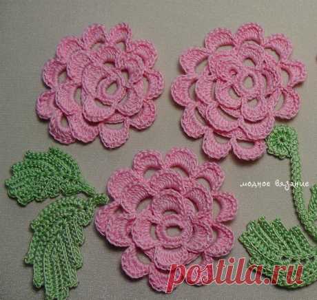 Вязание плоской розы крючком - Crochet Modnoe Vyazanie