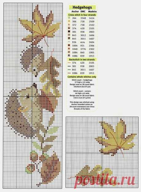 Лисы, ежи и белки. Схемки зверушек для вышивки крестом, для жаккарда или вышивки по трикотажу