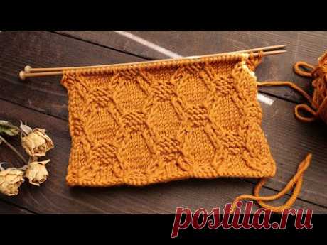 «Соты» узор спицами 🐝 &quot;Honeycomb&quot; knitting pattern