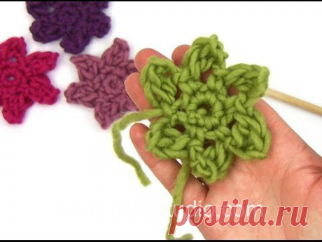 DROPS Crocheting Tutorial: How to work a little flower used in BabyDROPS 10-16