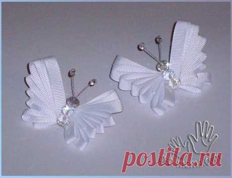 Бабочки из ленты - Цветы из ткани и бумаги