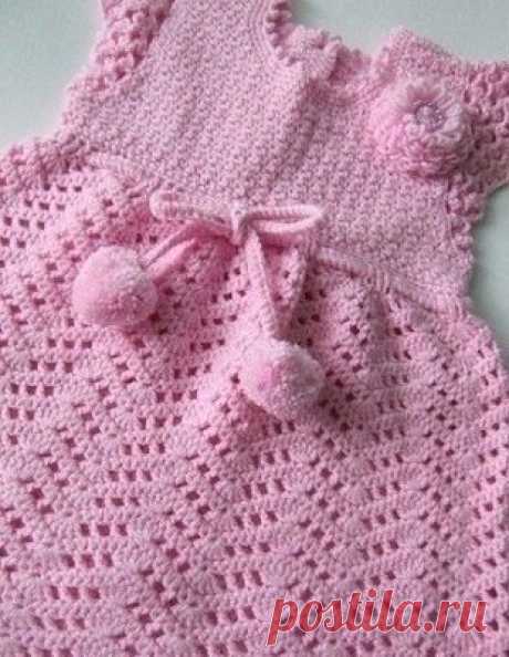 Красивое вязание | Платье для девочки крючком