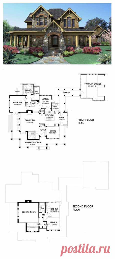 Country Craftsman Tuscan House Plan 75106