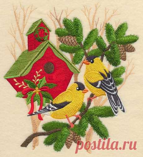 Machine Embroidery Designs at Embroidery Library! - Christmas for the Birds - Goldfinches