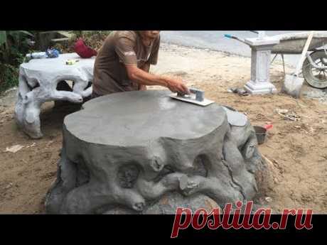 Construction Project Creative With Sand And Cement - Build A Concrete Table, Skill Working