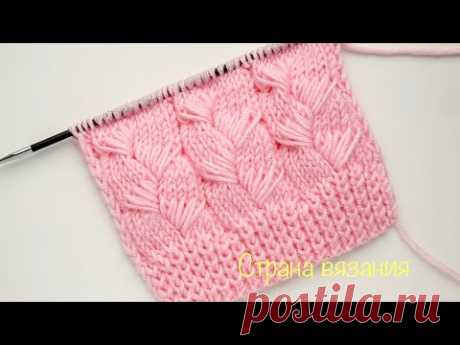 Узоры спицами. Коса из вытянутых петель. Knitting patterns. Braid made of elongated loops.