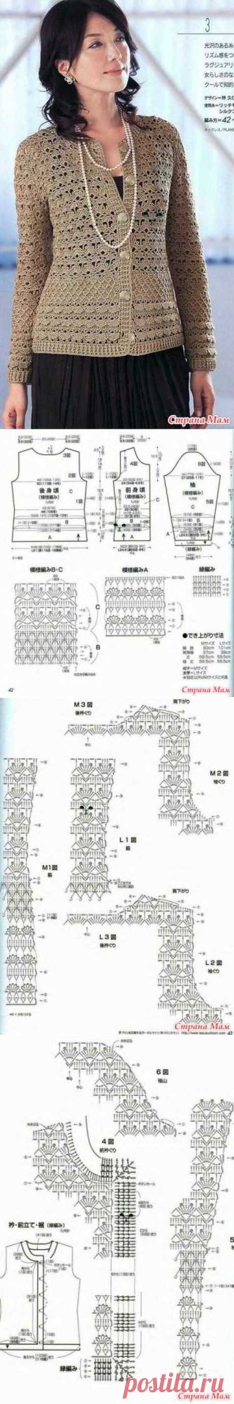 Ажурный жакет крючком. - ВЯЗАНАЯ МОДА+ ДЛЯ НЕМОДЕЛЬНЫХ ДАМ - Страна Мам