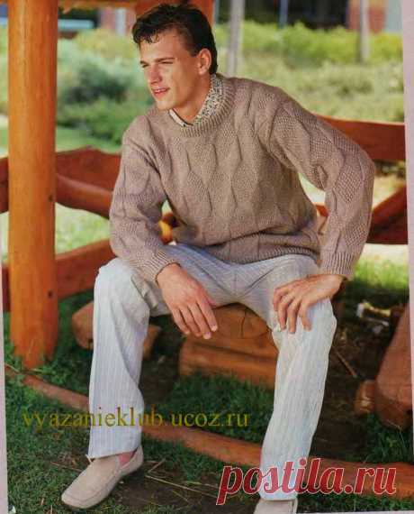 Пуловер орехового цвета - Вязание спицами для мужчин - Каталог файлов - Вязание для детей