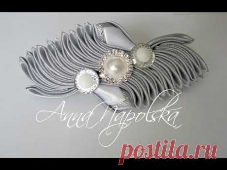 Заколка-автомат канзаши. Заколка своими руками. Hairpin kanzashi