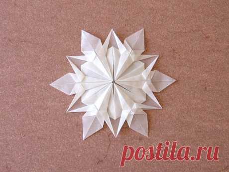 Простые схемы изготовления красивых снежинок оригами!