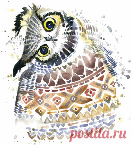 Cute Owl. Watercolor Owl. Owl Tee Shirt Illustration. Stock Illustration - Illustration of animal, ornament: 69553790 Illustration about Cute Owl. Watercolor Owl. Owl Tee Shirt illustration. Ethnic background. Watercolor bird. Illustration of animal, ornament, nature - 69553790