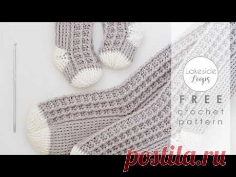 Watson Waffle Socks FREE Crochet Pattern Video Tutorial