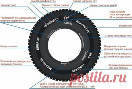 🔧 Шины Автомобильная шина — не просто «резина» одетая на диск колеса, а сложная, многофункциональная конструкция. Основное назначение шины — смягчить толчки и удары, передаваемые на подвеску автомобиля, обеспечить надежное сцепление колеса с дорожным покрытием, управляемость, передать на дорогу тяговые и тормозные силы. В значительной степени от шины зависит коэффициент сцепления, проходимость в различных дорожных условиях, расход топлива и шум, создаваемый автомобилем во время движения. Кроме…