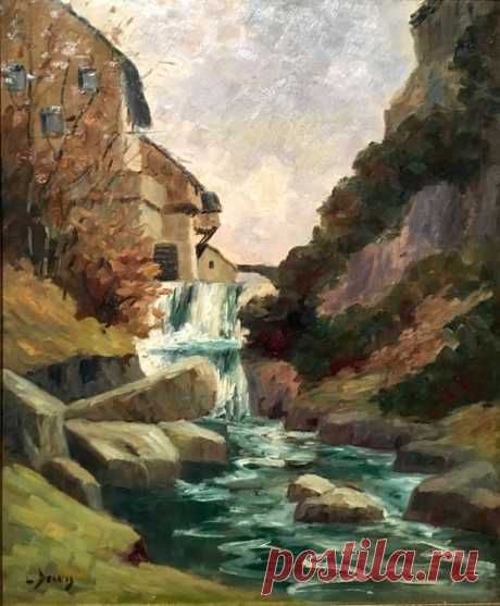 &quot;Millstream Cascade - Auvergne&quot; (c. 1935) • Louis Dewis (1872-1946), Belgian Post-Impressionist • Orlando Museum of Art • LouisDewis.com