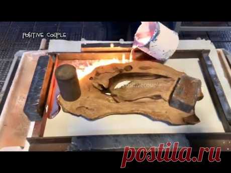 Pouring Molten Aluminum in Oak! Epic Table of Wood  Aluminum and Epoxy. Заливка алюминия в дерево!