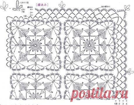Узор крючком для скатерти схема