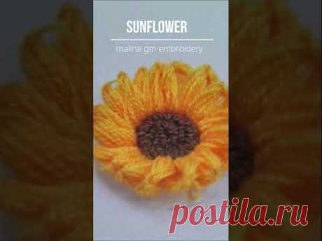 How to embroider a Sunflower tutorial #shorts #shorts_malina_gm