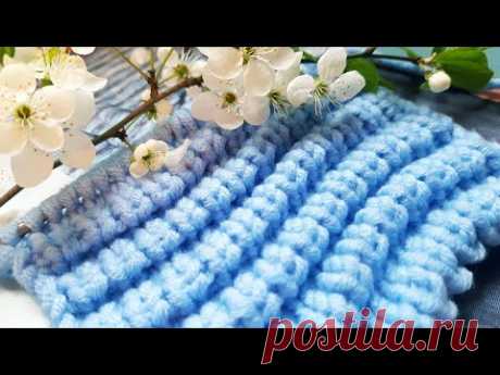 Вяжем классную волнистую гофру спицами 🙋‍♀️  knitting pattern.