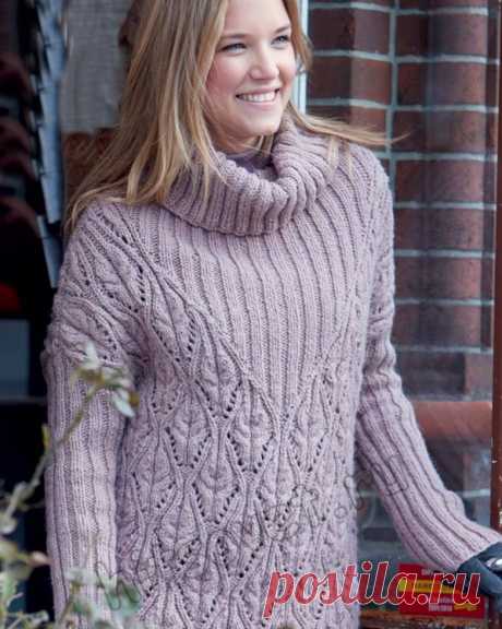 Модный женский свитер с объемным воротником спицами - Хитсовет