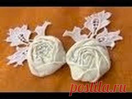 HOW TO MAKE ROLLED RIBBON ROSES- fabric flowers- Diferente Flor  de fitas ou tesidos Passo a Passo