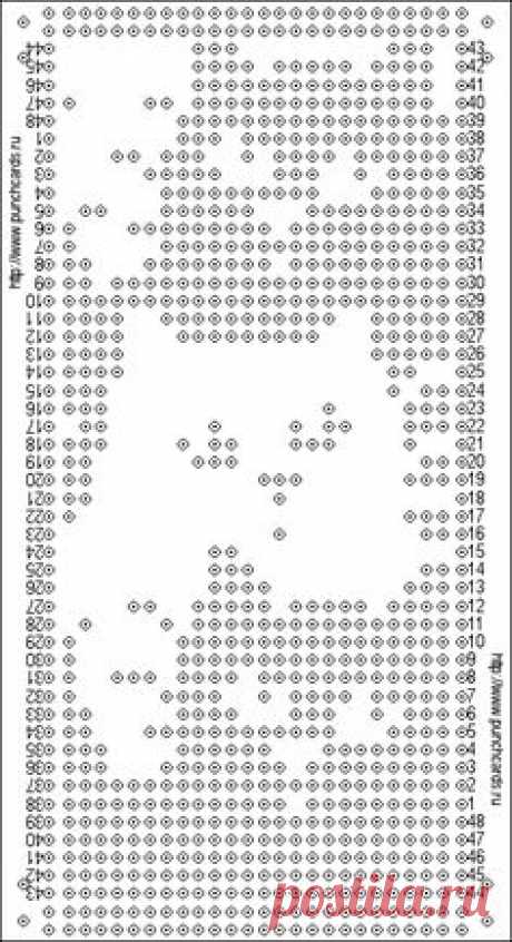 Просмотр рисунка перфокарты с раппортом 24 петли, пересчёт на две фонтуры, печать перфокарты