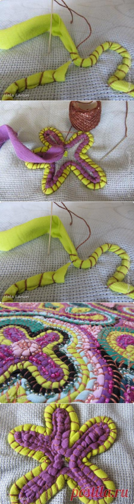 Удивительные вышивки трикотажными полосками — Делаем Руками