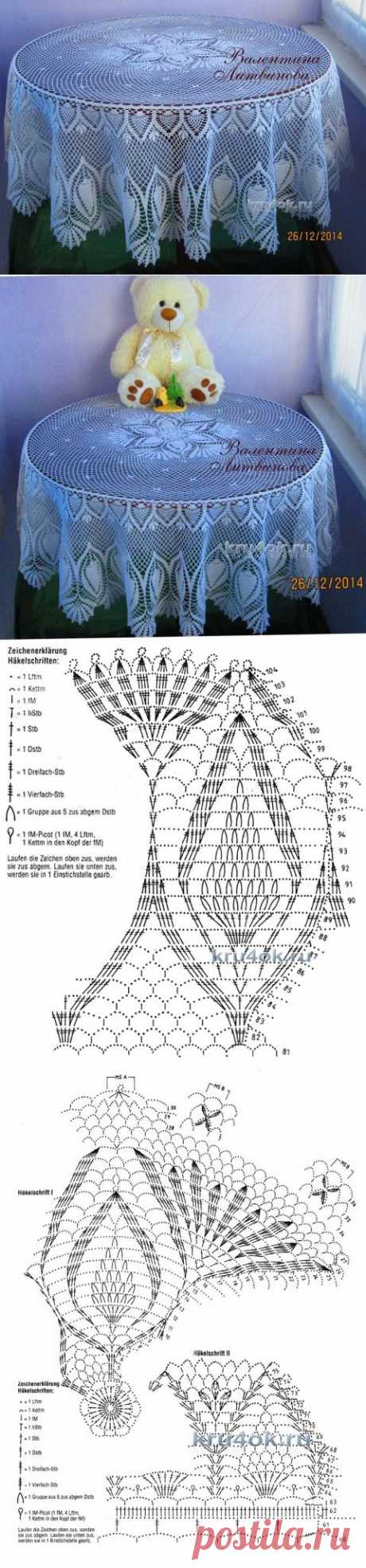 Вязаная крючком скатерть — работа Валентины Литвиновой - вязание крючком на kru4ok.ru