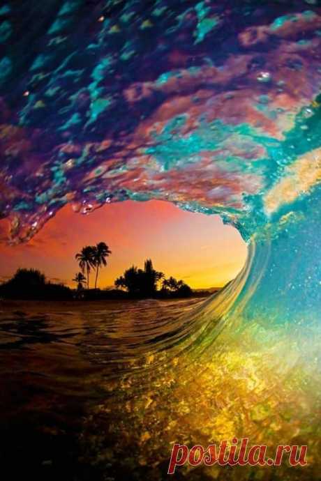 clark little photography Wave At Sunset  / rainbow wave | Water World Wow !