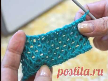 Узор Соты тунисским крючком (Tunisian crochet pattern cell)