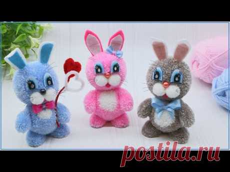 🐰 Милые ЗАЙЧИКИ из пряжи 🧶Без вязания! Pom Pom Bunny DIY