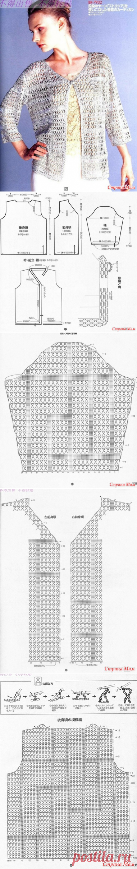 Ажурный жакет с интересным узором. Крючок. - ВЯЗАНАЯ МОДА+ ДЛЯ НЕМОДЕЛЬНЫХ ДАМ - Страна Мам