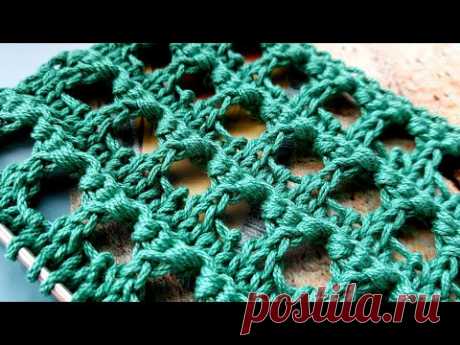 Вяжем объёмную, декоративную сеточку спицами 🌹 knitting pattern.