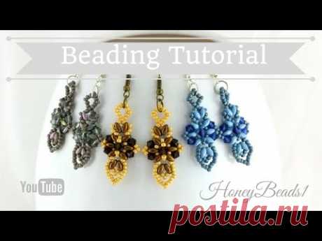 Cross and Sword Earrings Beading Tutorial by HoneyBeads1 (Easy earrings with superduo beads)